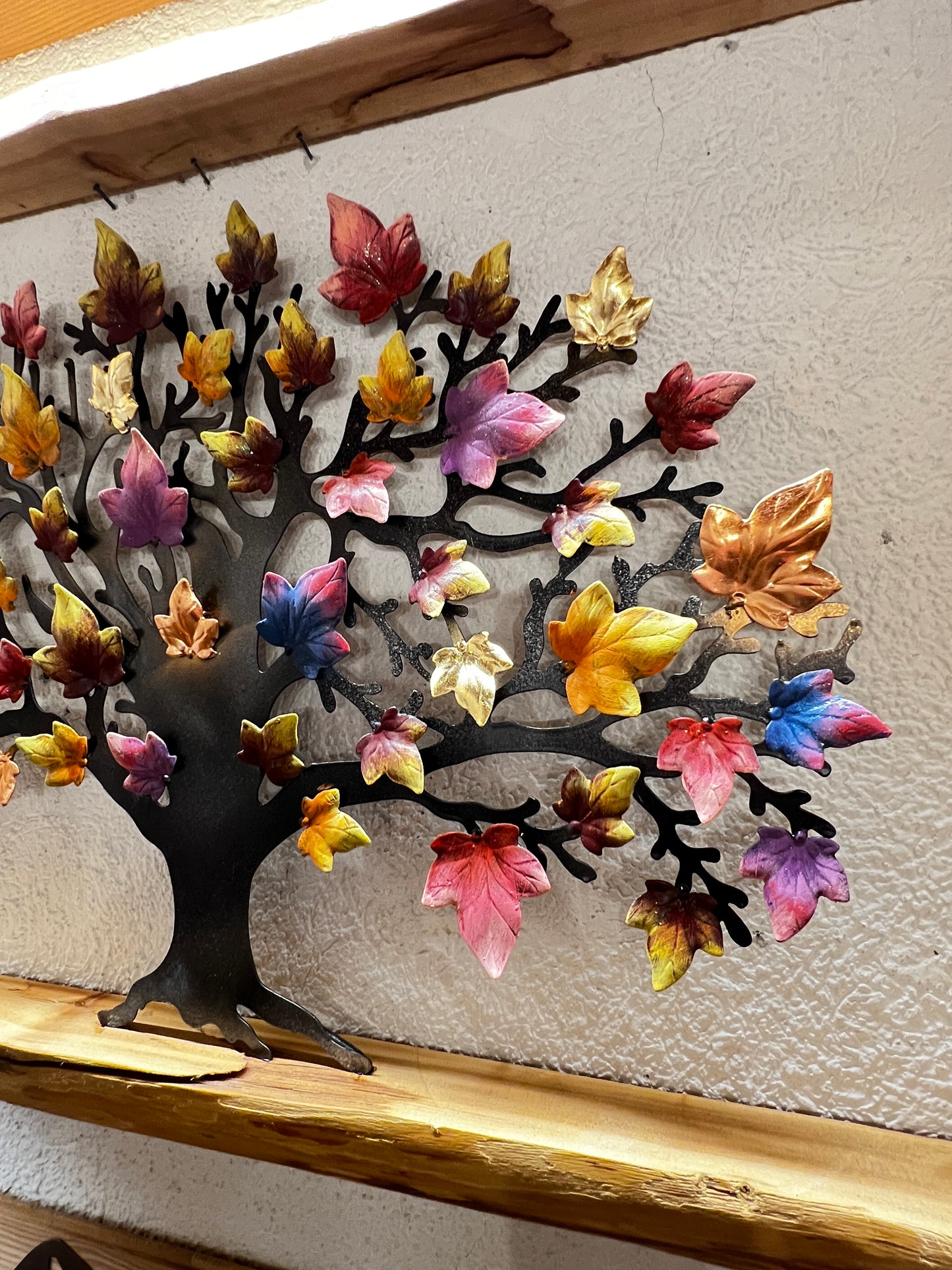 Albero della Vita autunno con cornice di legno 99x66cm