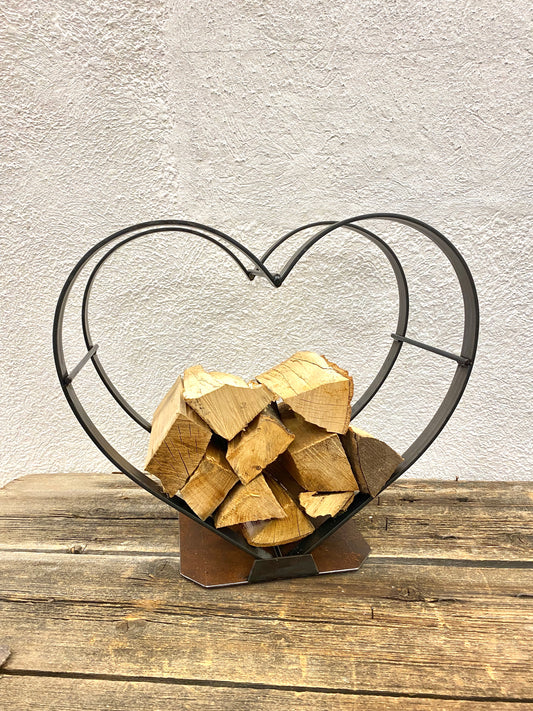 Heart-shaped firewood holder